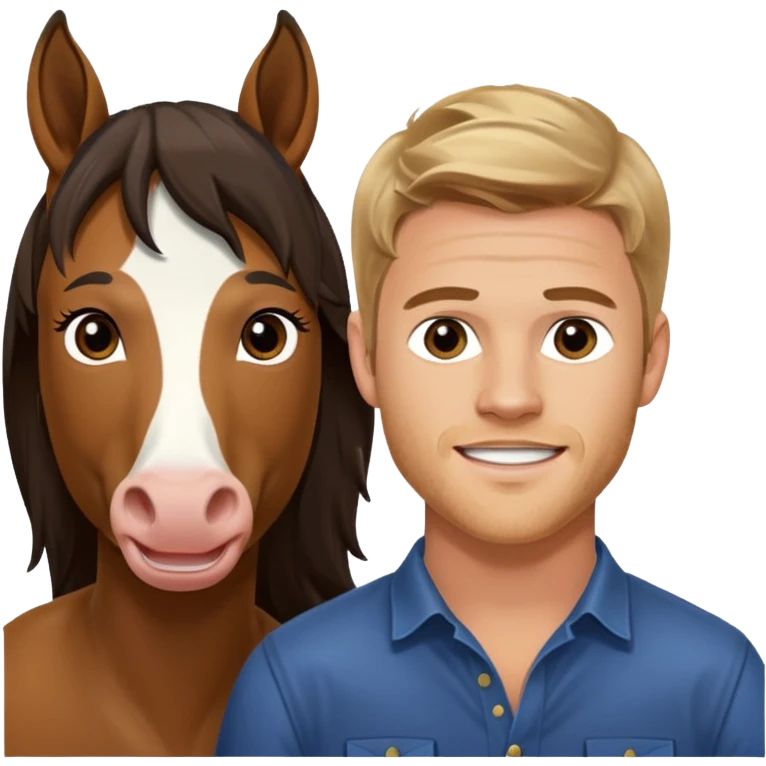 Excited Trevor Donovan no horse ears and Danica McKellan with horse emoji