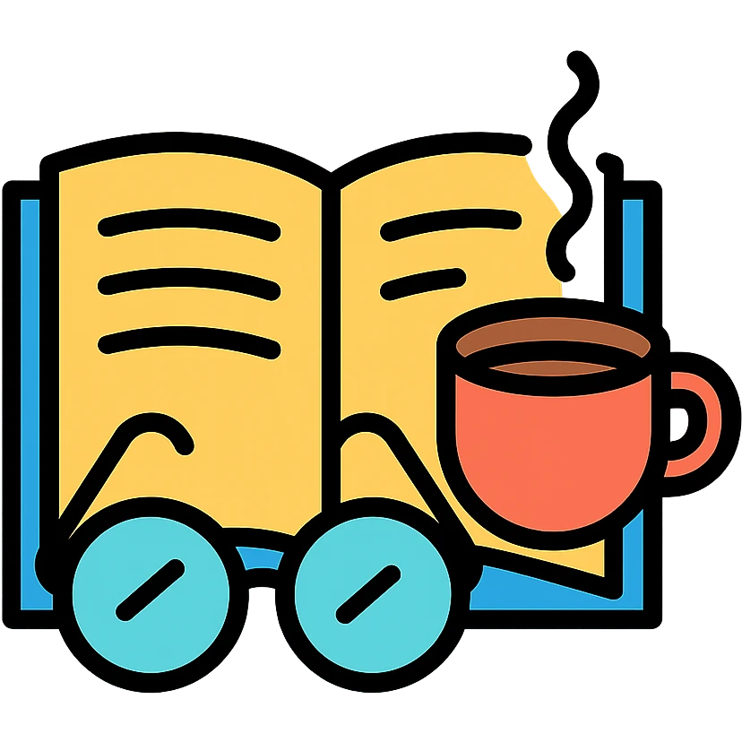open book with glasses and a cup of coffee, representing studying icon emoji