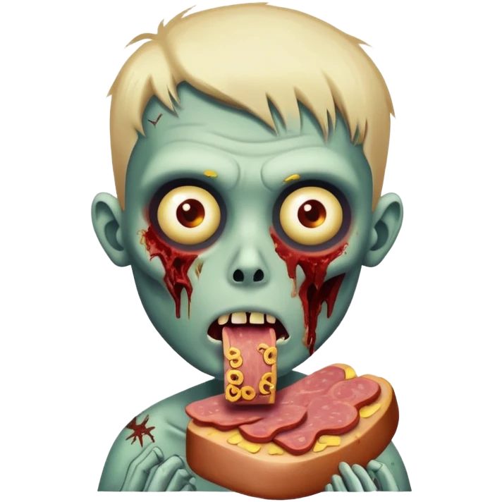 zombie 🧟‍♂️ boy eating SPAM MEAT EMOJI  emoji