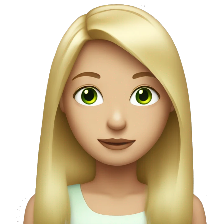 blond girl with straight hair and green eyes emoji