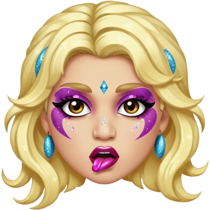 kesha with glitter making a snarling lip curl face emoji