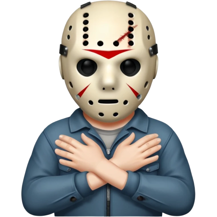 a cartoon image of Jason Voorhees, looking cute, with his hands together in front of him emoji