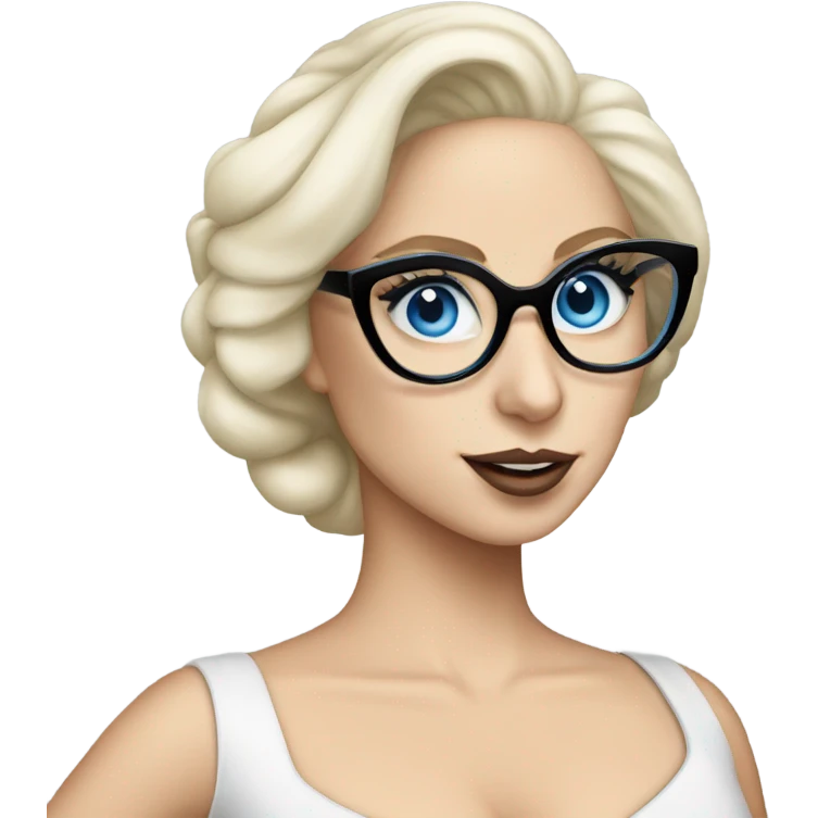 Realistic-Elegant-lady-gaga-dancing-blue eyes- wearing glasses: emoji