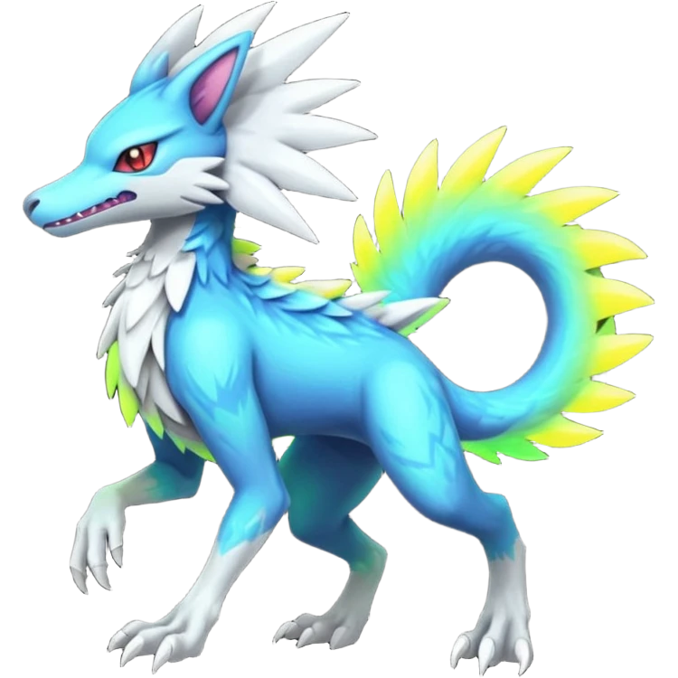 Neon Vibrant Pulsating Trail-glowing Chromatic Trico-Sergal-Kyurem-Silvally-fusion-hybrid emoji
