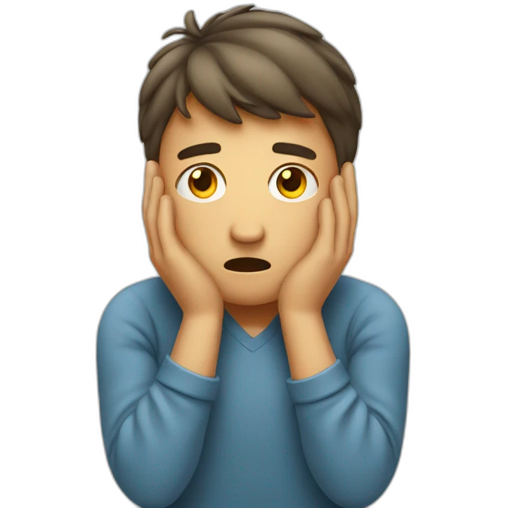 person with worried face clutching his head. emoji