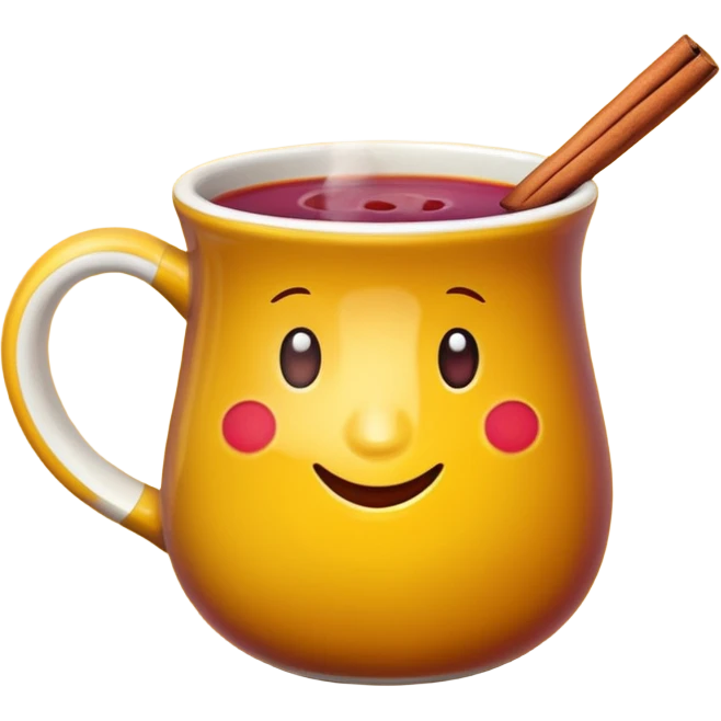 a yellow mug with steaming mulled wine emoji