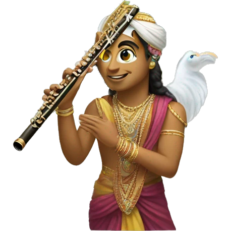  Krishna Flute catching emoji with peacock feathers  emoji