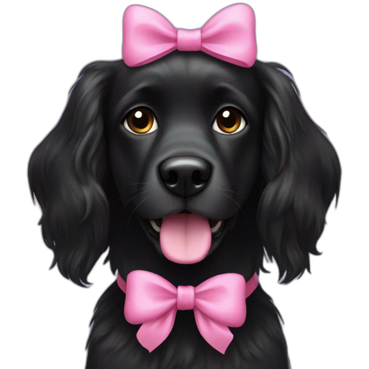 Black dog with long hair with a pink bow emoji