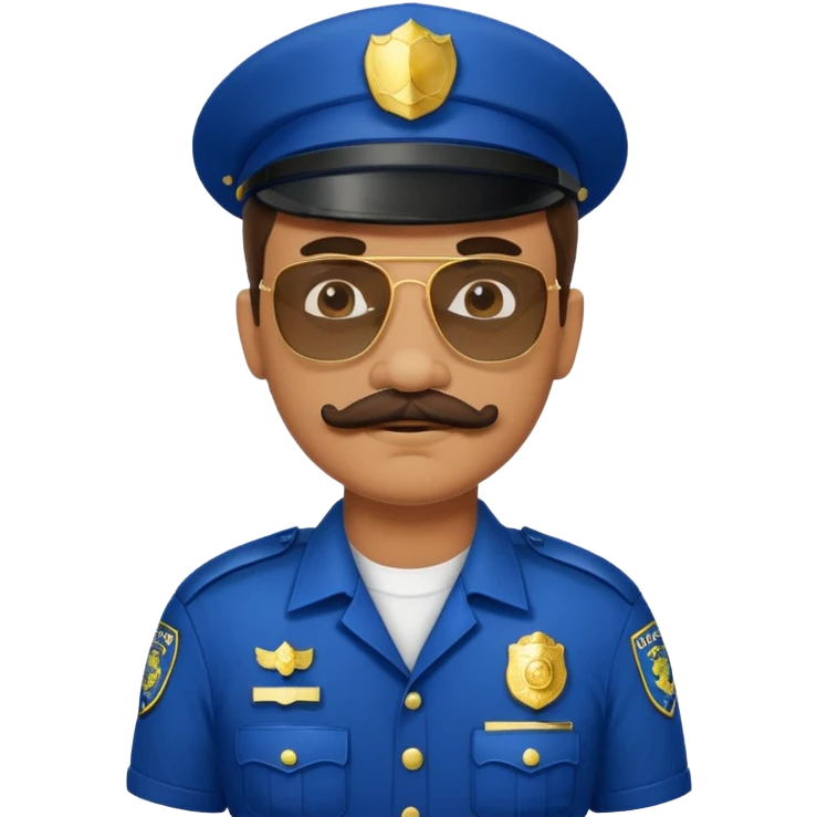 mustache police uniform with sunglasses emoji