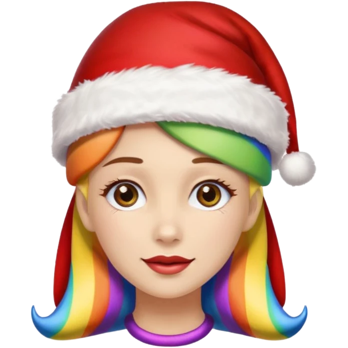 women santa with party cap rainbow cap 
   emoji