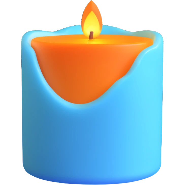 sky blue scented candle with a soft glowing flame emoji
