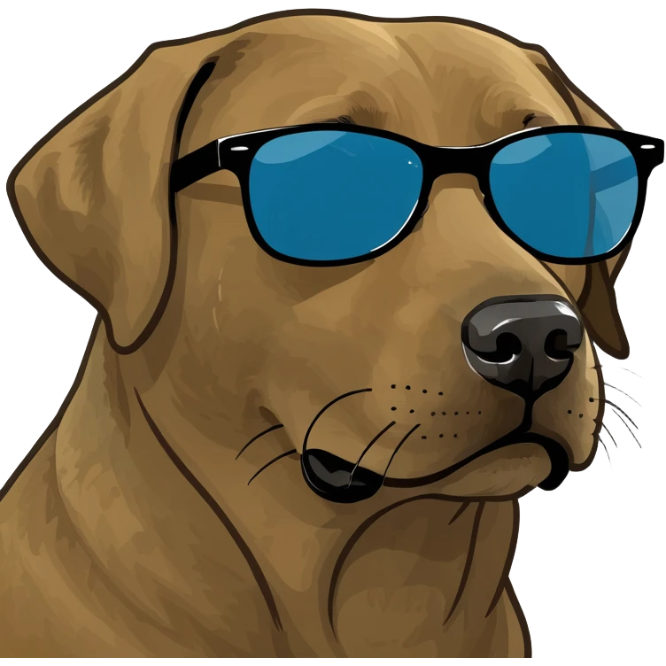 Medium brown Labrador retriever face with sunglasses on  emoji