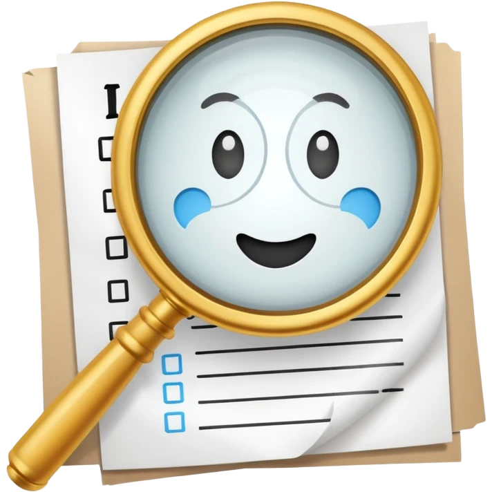  lente di ingrandimento foglio con scritte a risposte multiple emoji