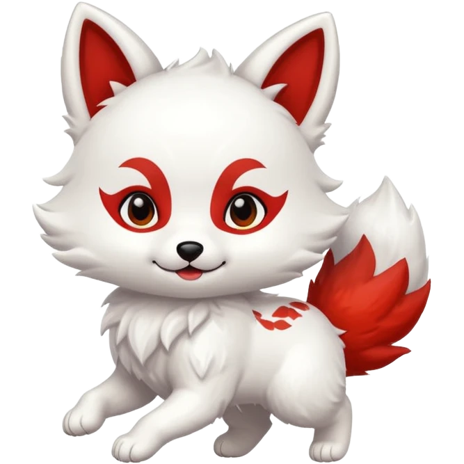 Running white with red marks Chibi baby cute kitsune   emoji