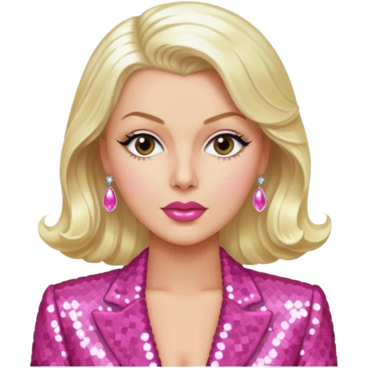 Lana Turner with long platinum blonde hair, pink sequin outfit  emoji
