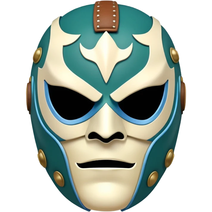 dark green, cream, and Carolina blue luchador mask emoji