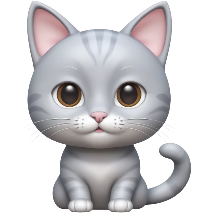 A 3D cartoon silver-gray Cute cat with smooth skin, gentle expression, elegant pastel lighting, cinematic Memoji rendering. full body or half body. emoji