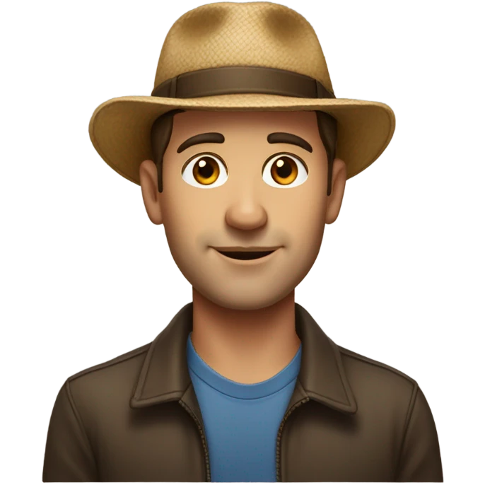 brown haired man portrait with a hat emoji