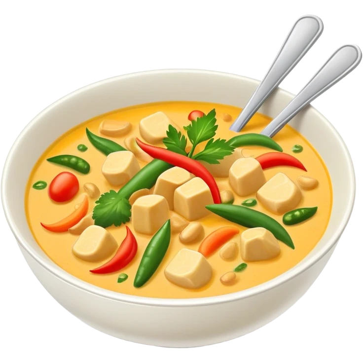 a bowl of thai yellow curry, ultra realistic emoji