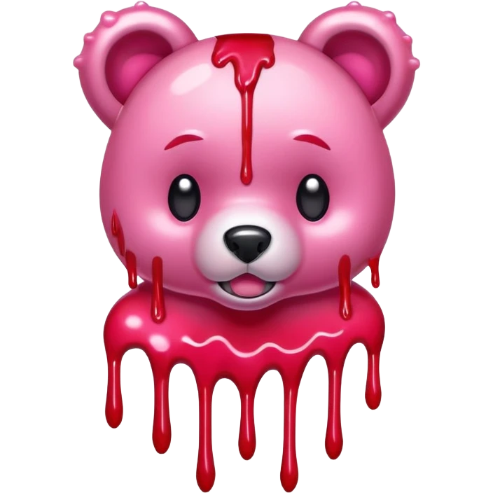 Pink gloomy bear blood with paw claw emoji