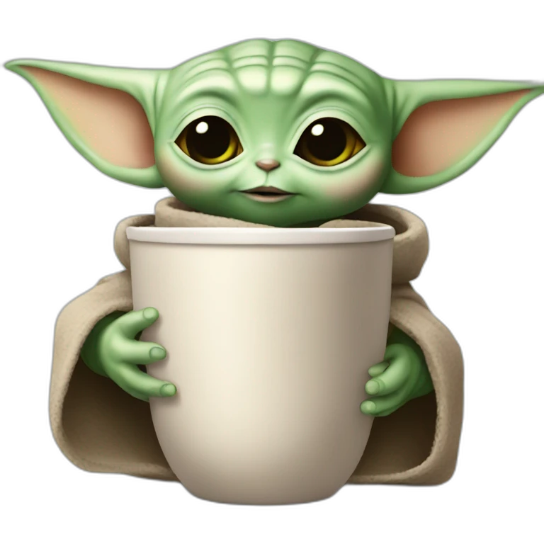 Baby yoda holding cup emoji