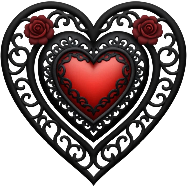 goth themed heart with black lace emoji