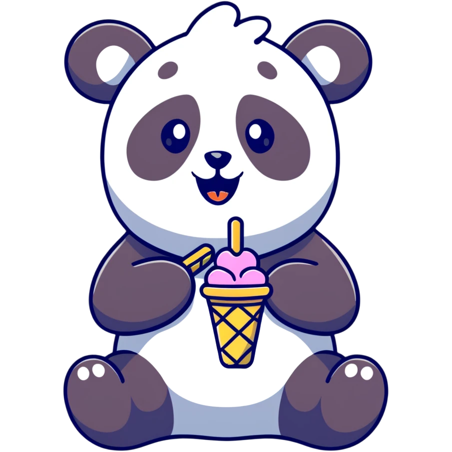 Panda eating ice cream emoji