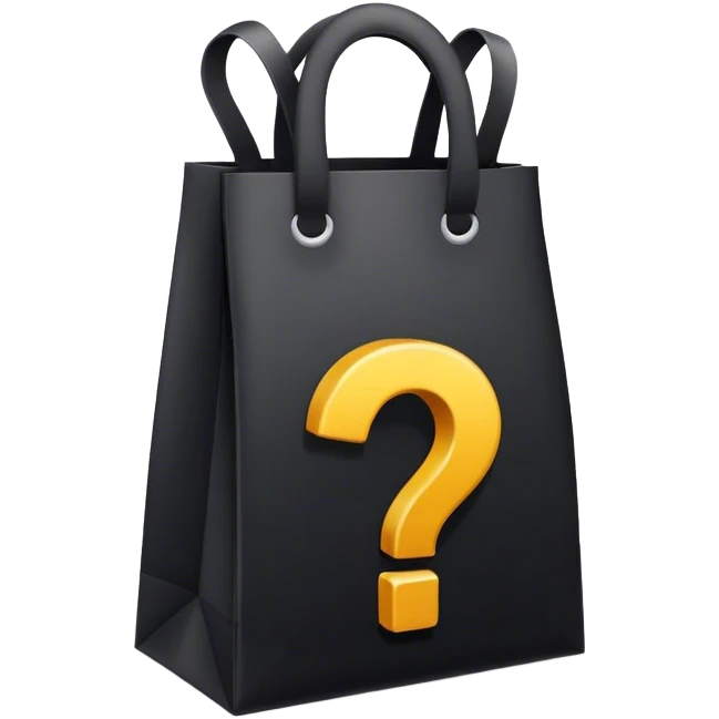 black goodiebag with questions mark boxes stuffed in it  emoji