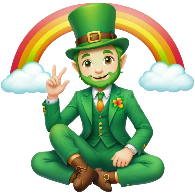 A leprechaun sitting on a rainbow  emoji