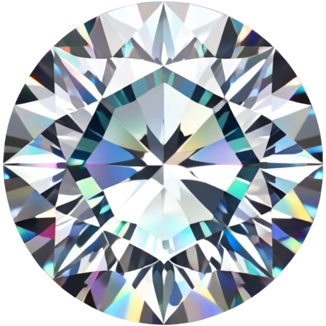 Make it 3D emoji style: add a silver jewelry setting to the round cut white diamond with holographic shine and sparkles emoji