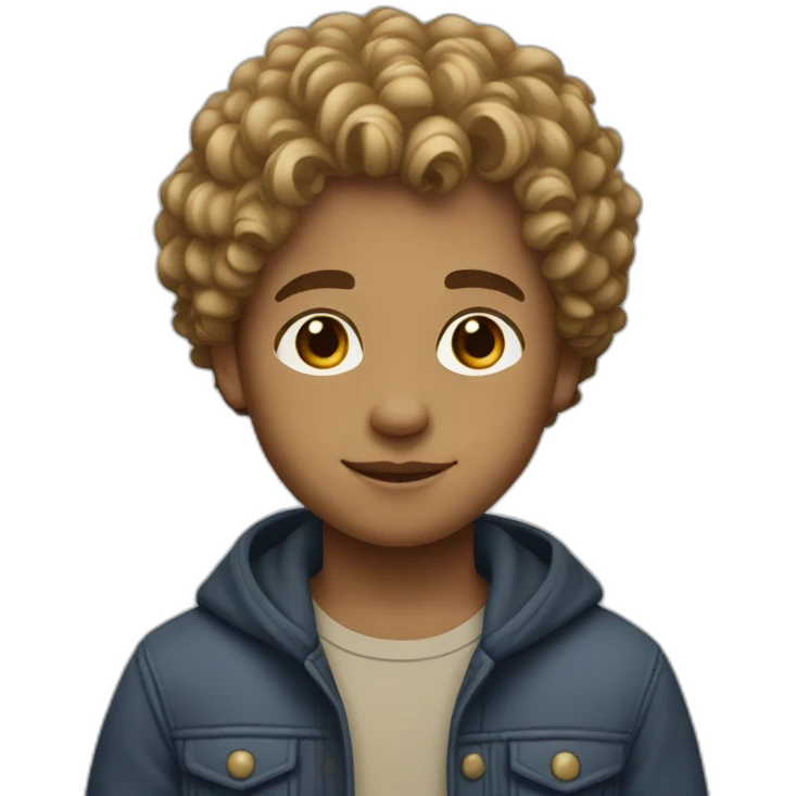 a boy with light brown skin, brown eyes and medium blonde curly hair emoji