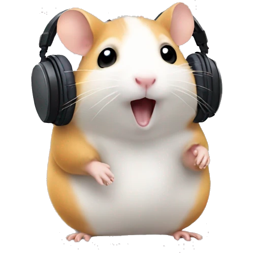 A hamster listening to a song emoji