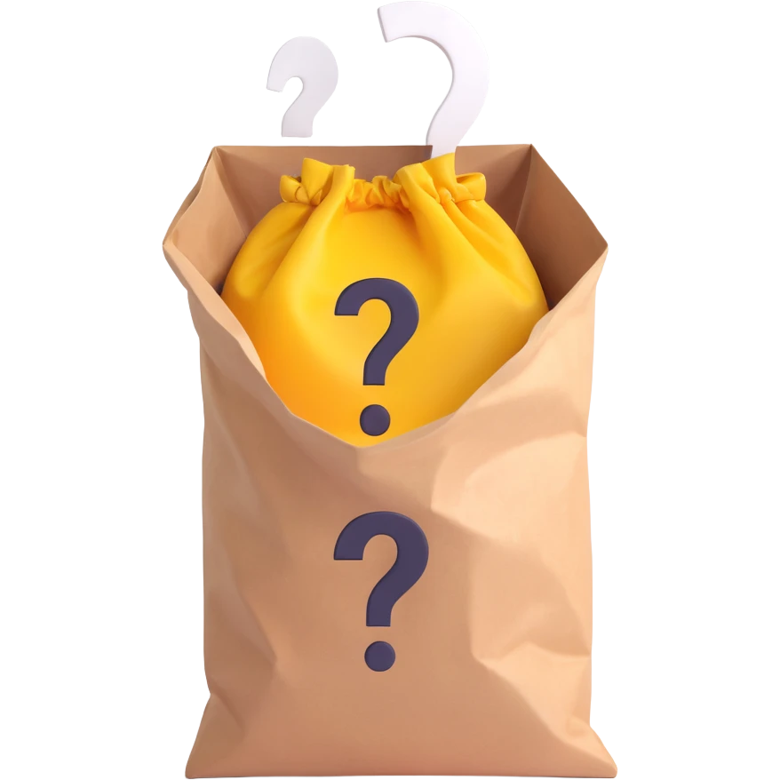 head inside a bag with a question mark emoji