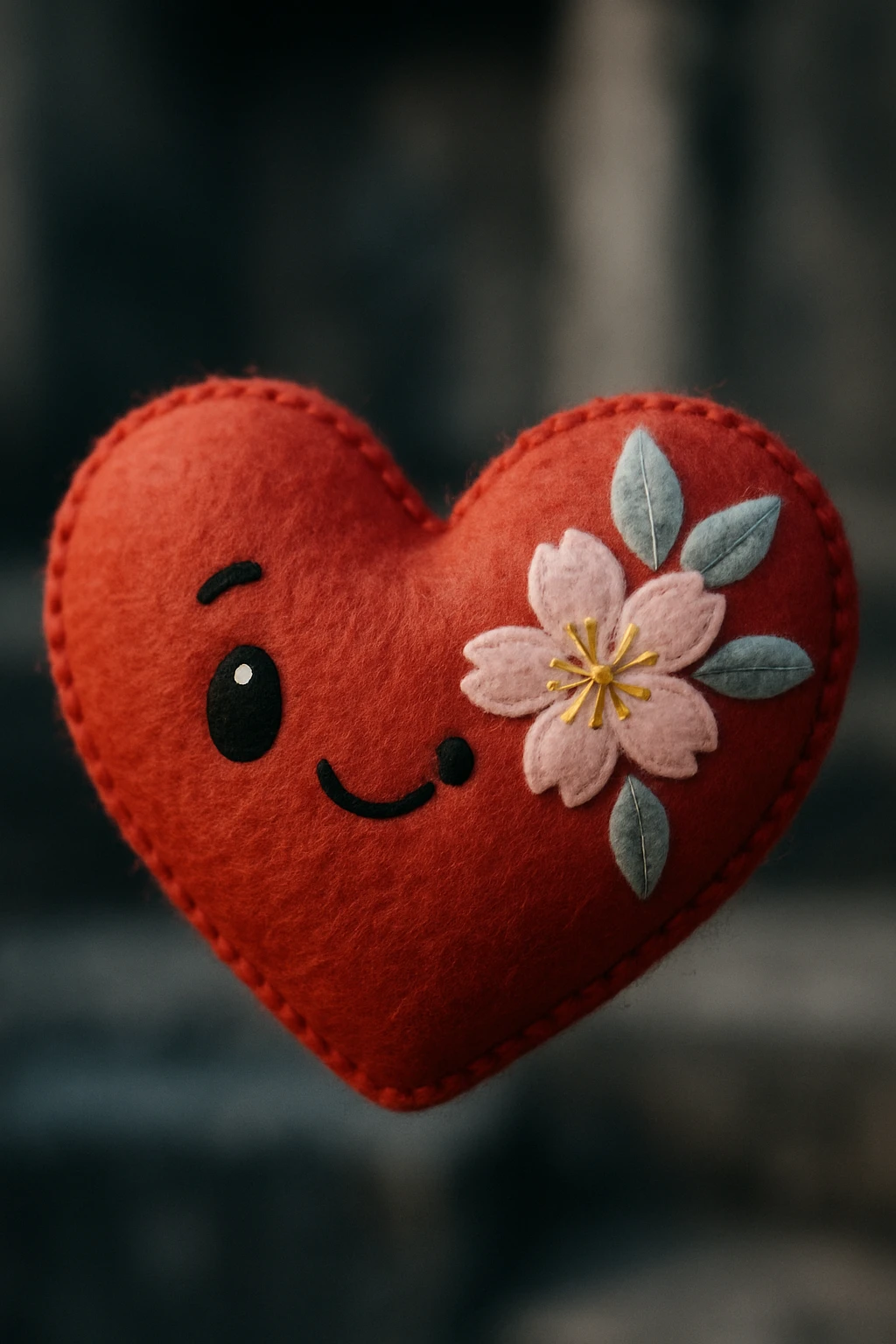 heart with sakura and silver accents emoji