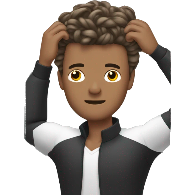 man styling his hair in front of a mirror emoji