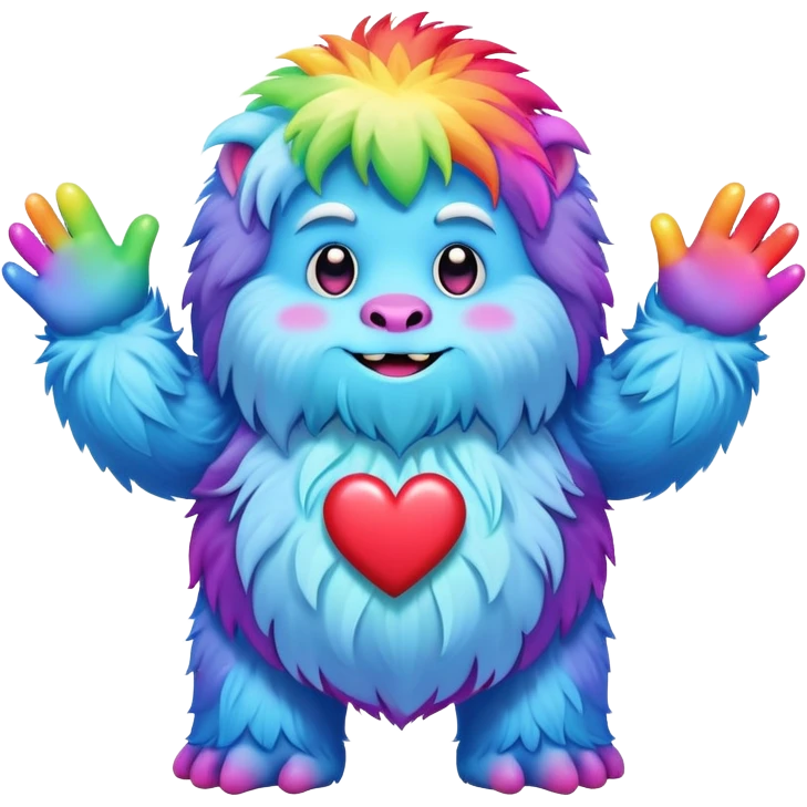 rainbow yeti heart hands emoji