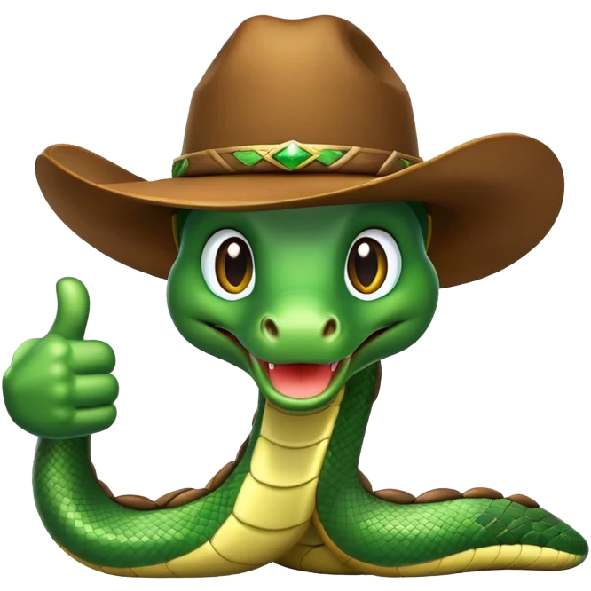 a snake with a cowboy hat showing 👍🏻 emoji