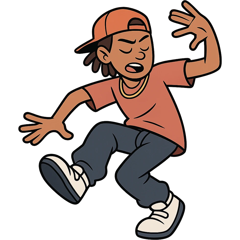 flat toon style hiphop dancer with bold lines emoji