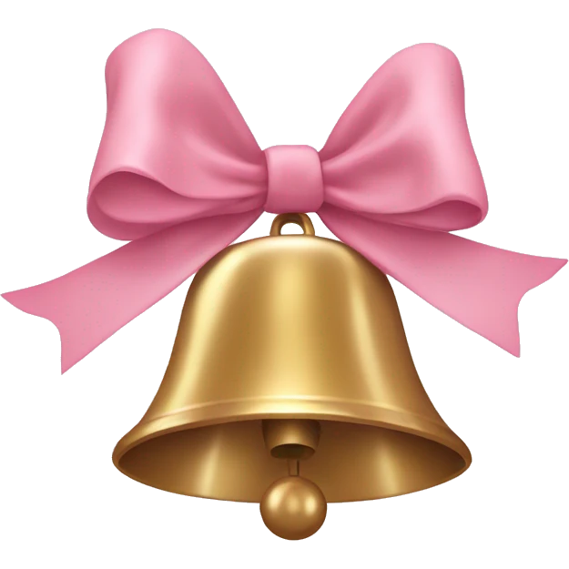 bell with light pink bow on top of it emoji