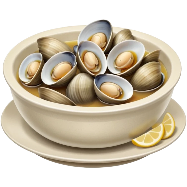 Steamed clams in white wine broth emoji