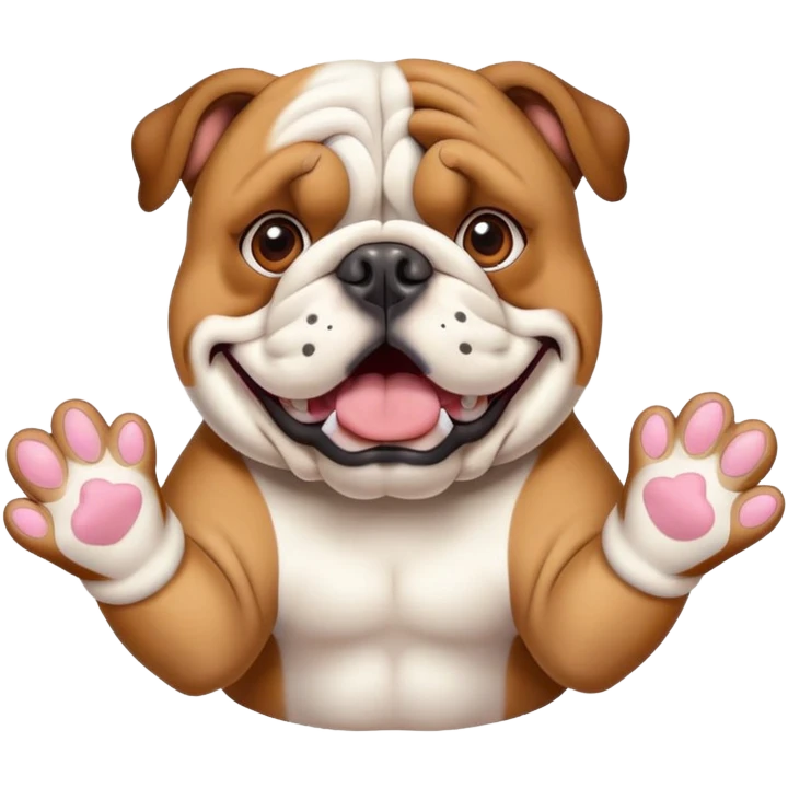 British bulldog dog with paws out in front of face in a surprised pose emoji