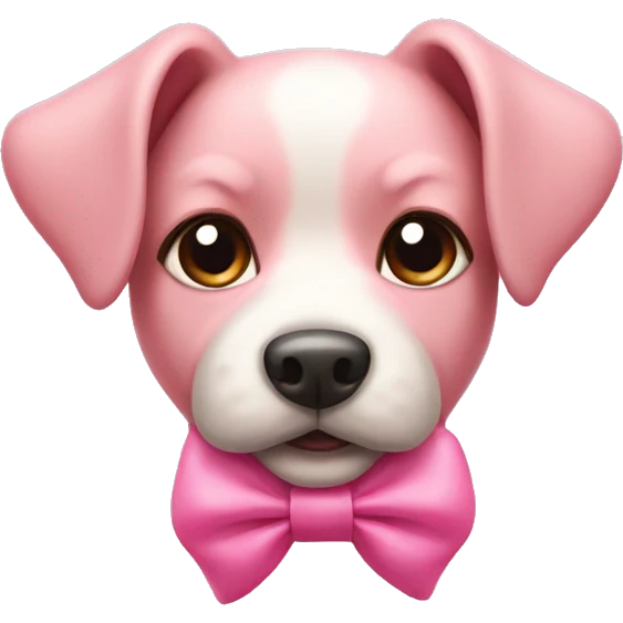 A cute pink dog with a bow on it’s head emoji