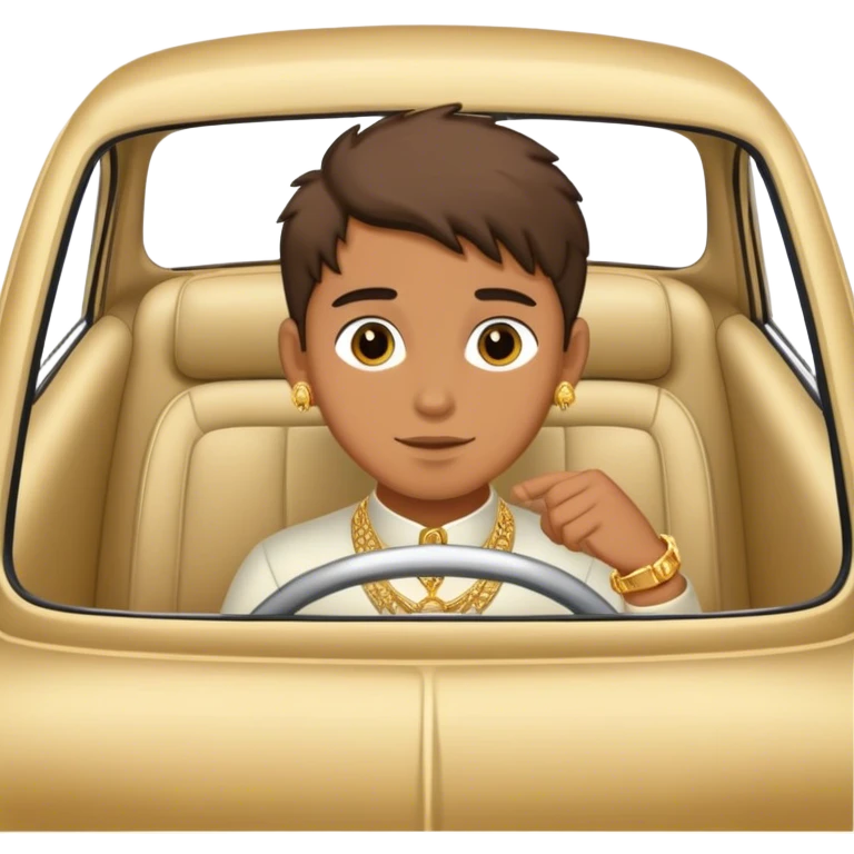 boy in car with jewelry emoji
