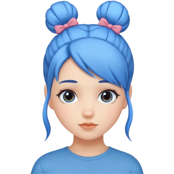 a girl with blue bun hair emoji