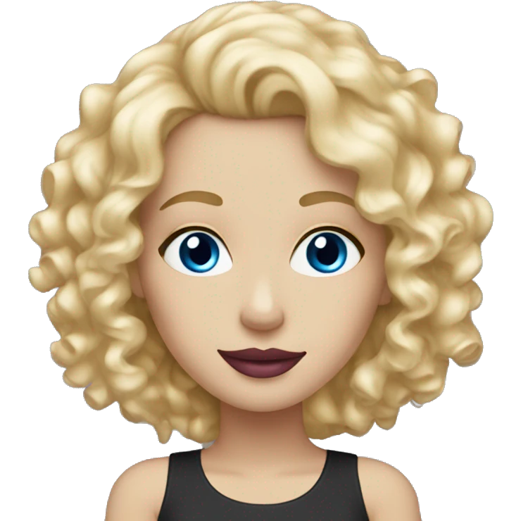 White Woman curly blonde hair blue eyes pink lipstick emoji