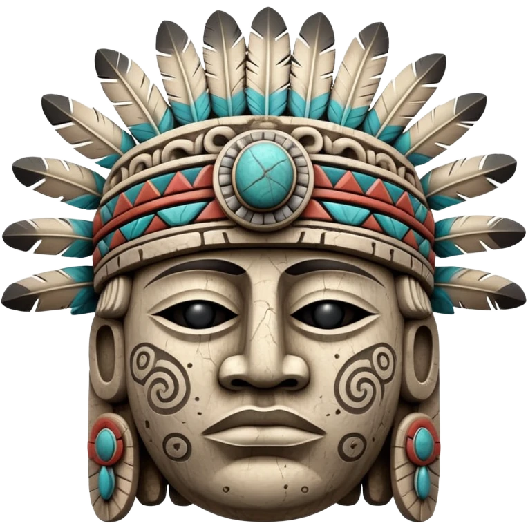 Toltec stone head carving with ceremonial headdress emoji
