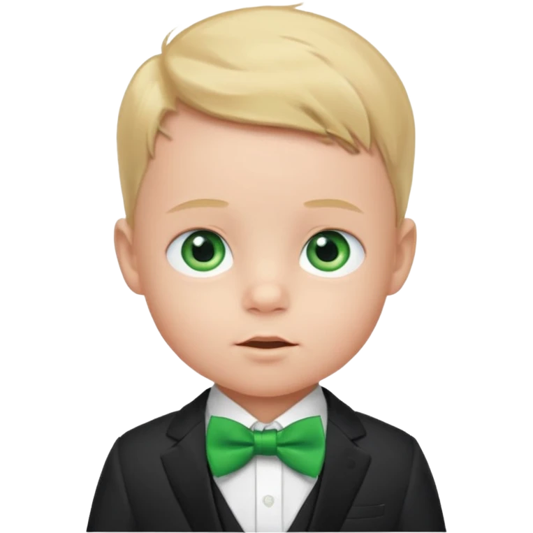 baby boy in suit, blue eye, with green bow emoji