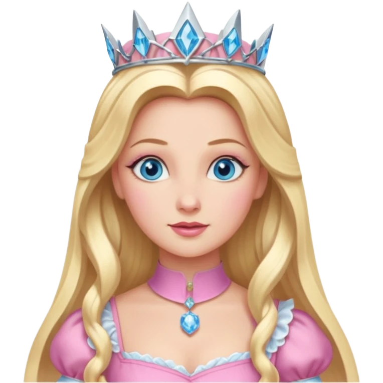 Glinda from the Wizard of Oz with blue eyes, blonde long hair, pink outfit emoji