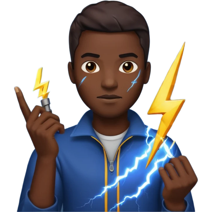 black man holding lighting emoji