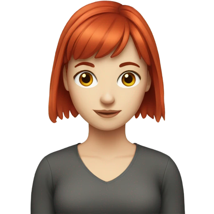 white girl whit red hair with bangs emoji